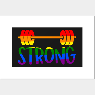 Pride Month STRONG Pride Rainbow Barbell for Weighlifters Posters and Art